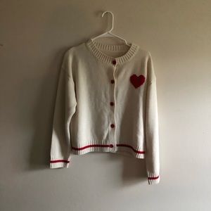 Shein Brand Women’s Sweater Size Medium Color: White with Red Heart